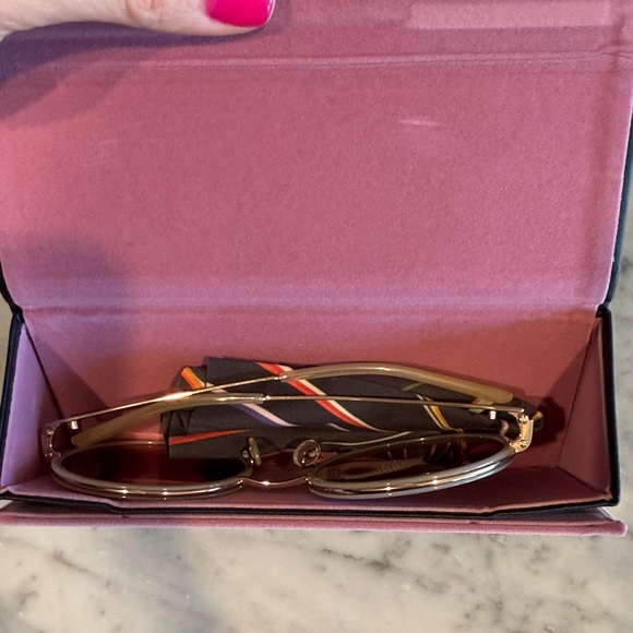 Barton Perreira Round Clear Frame Sunglasses with Gradient Brown Lenses - Picture 2 of 2